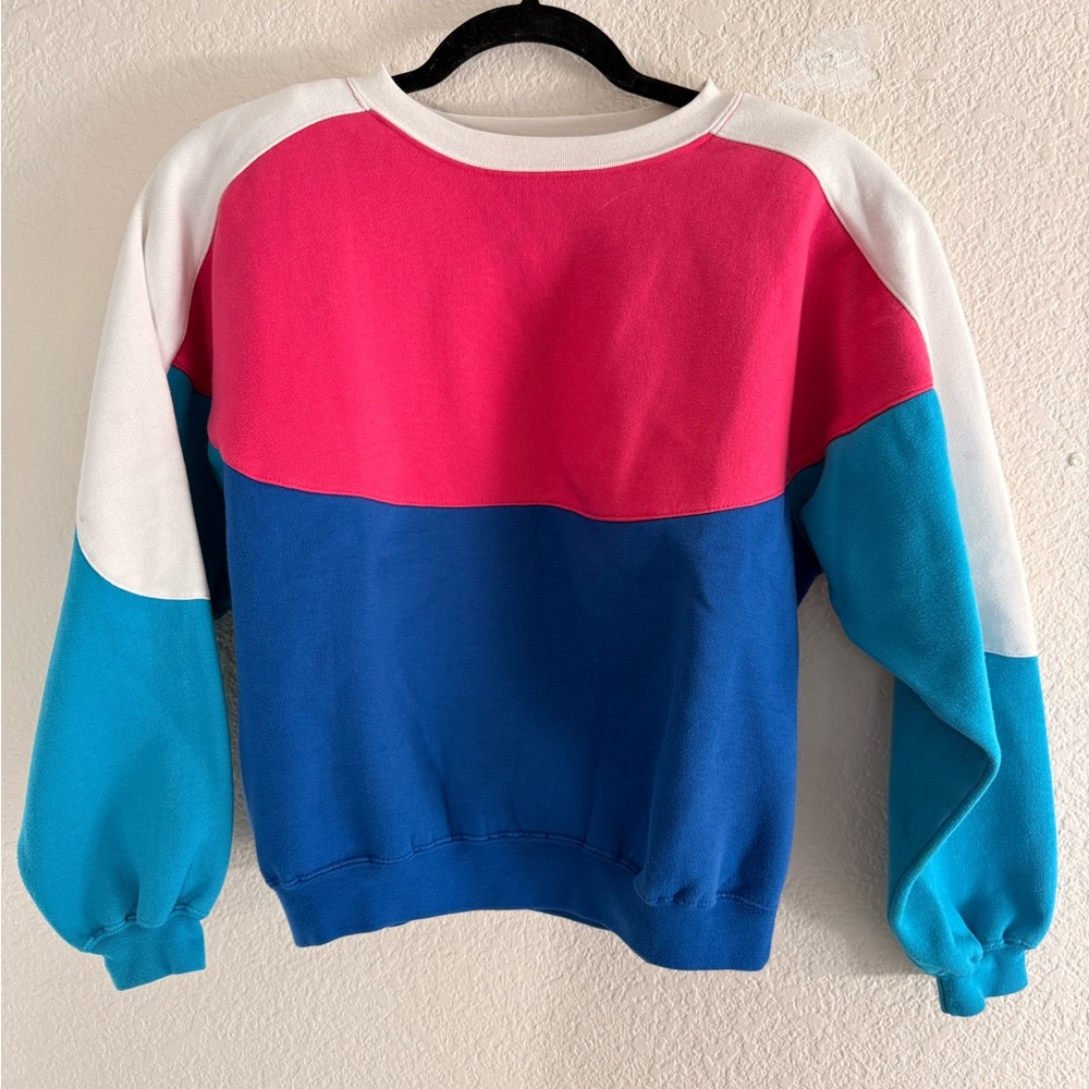 80s vintage color block pullover sweatshirt
